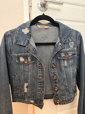 Highway Jeans Distressed Blue Cropped Denim Jacket